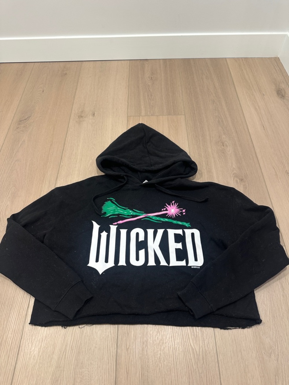 Wicked Crop Hoodie Womens Size Small Adult Small Raw Hem Black Pink Green